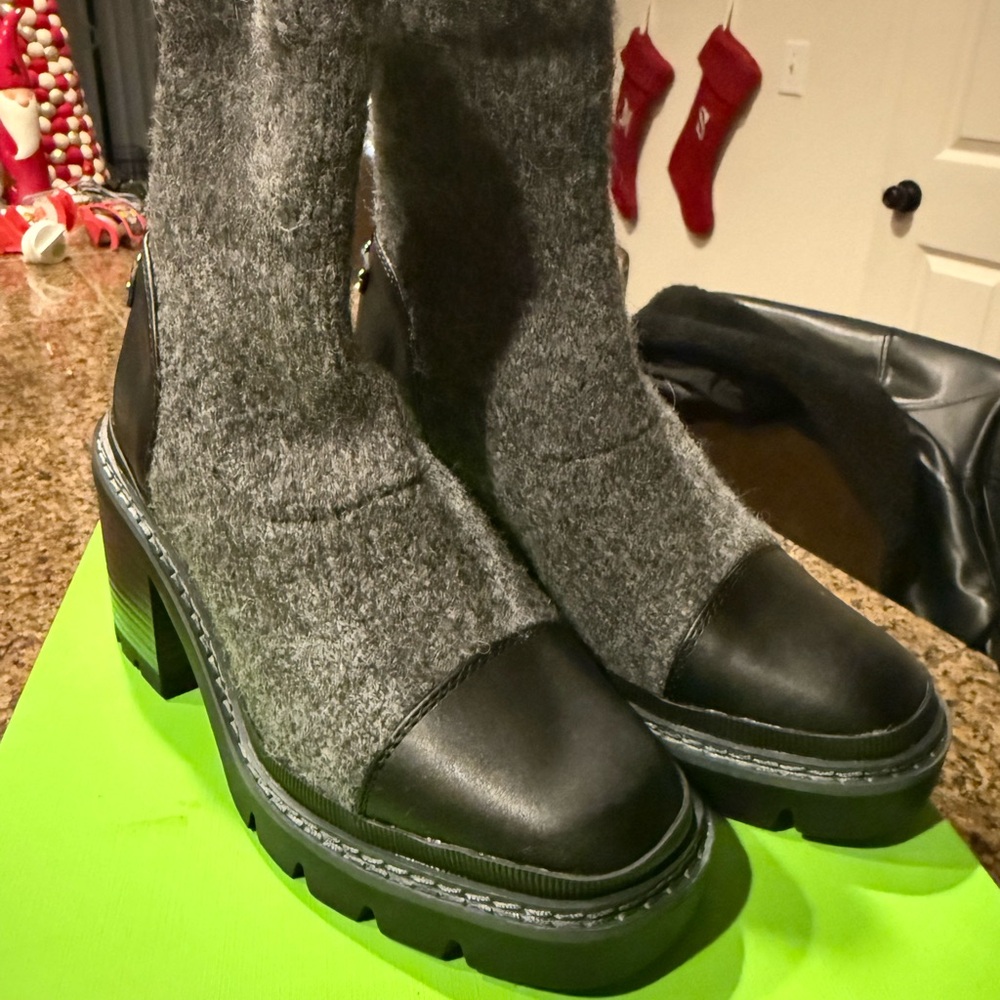 Sam Edelman Black and Gray Ankle Boots